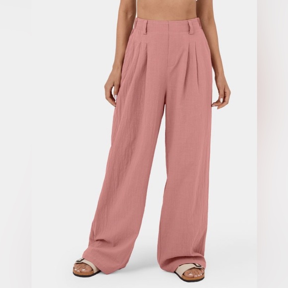 HALARA Pants - Halara High Waisted Side Pocket Wide Leg Solid Palazzo Casual Cotton Pants